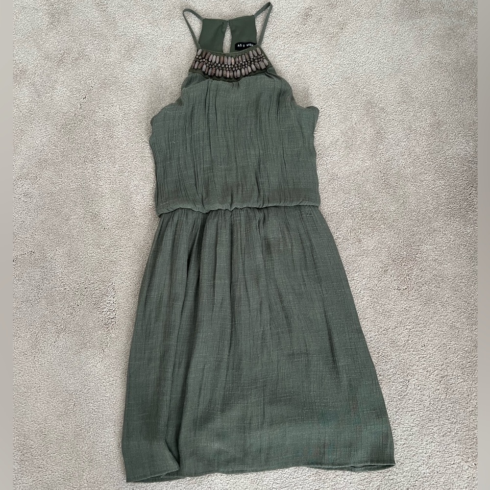 Green halter dress